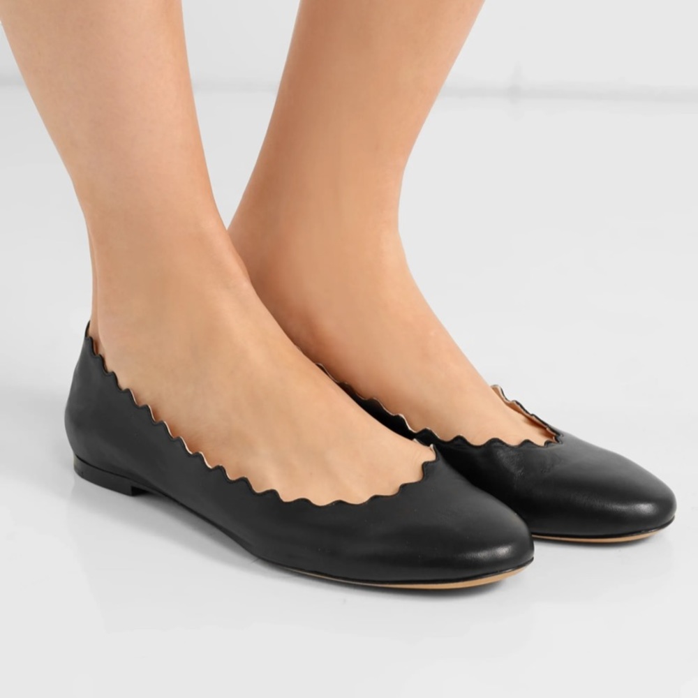 Chloe Lauren scalloped leather ballet flats $595